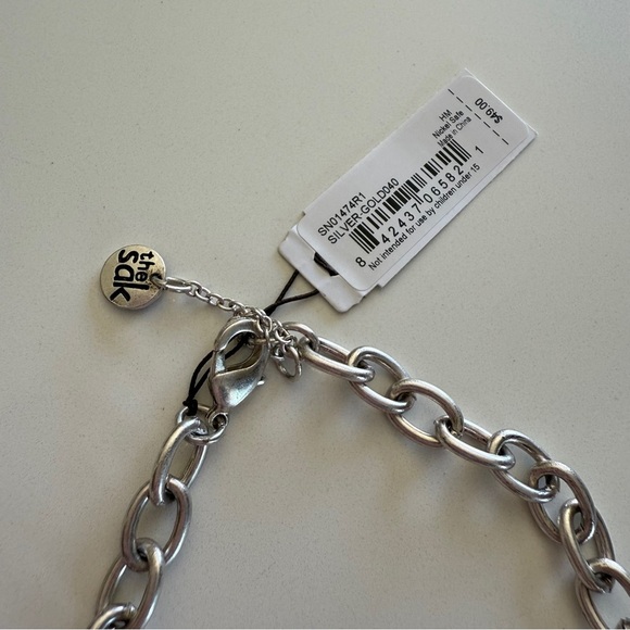 THE SAK- Two Tone-Gold & Silver-Distressed-Statement-Necklace-NWT - Picture 8 of 11